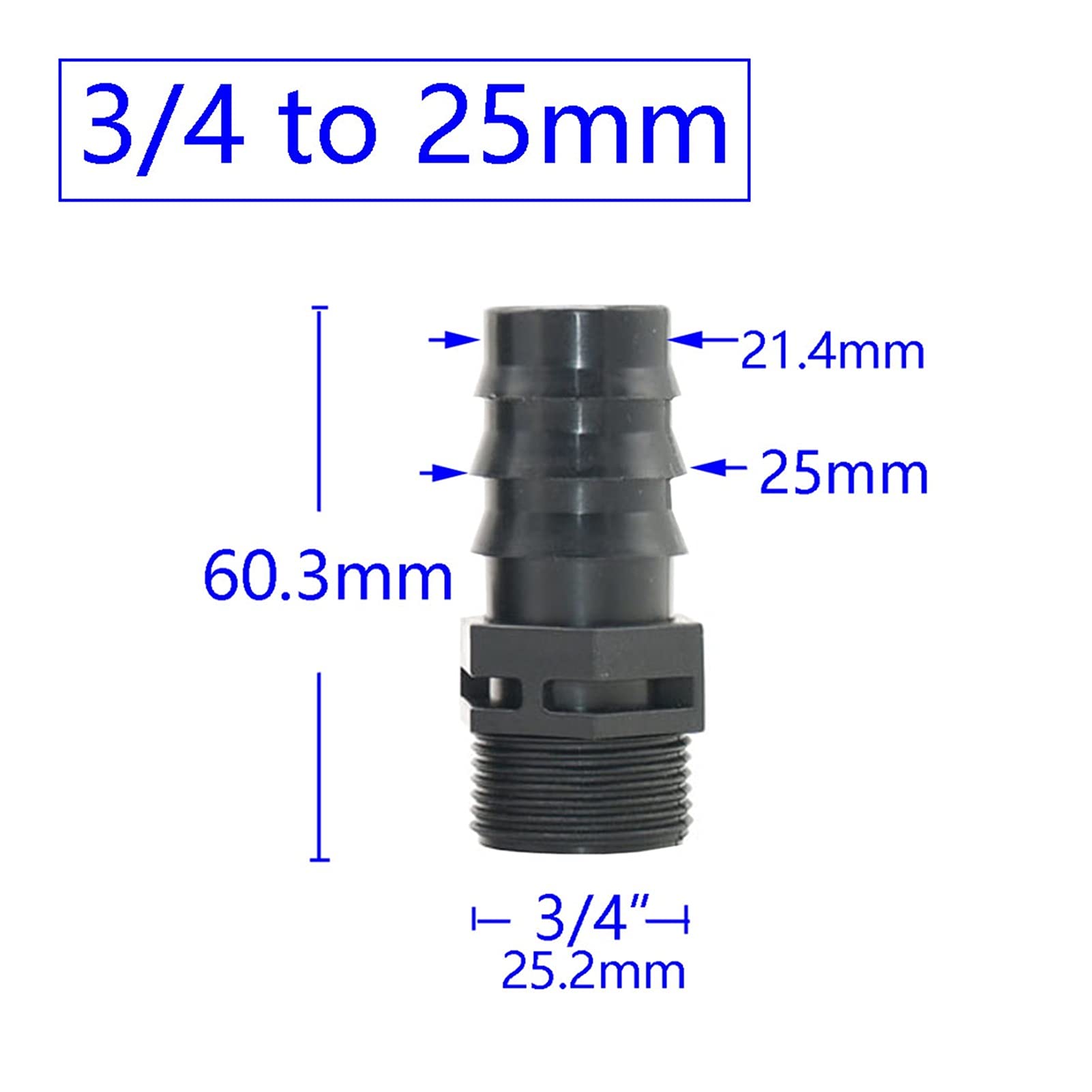 Adaptador de conector de manguera Paquete de 50 mangueras de jardín 1/2 3/4 1 pulgada a 1/2 3/4 accesorios de púas roscados 16 mm 20 mm 25 mm Junta de manguera de plástico (Color : Purple)