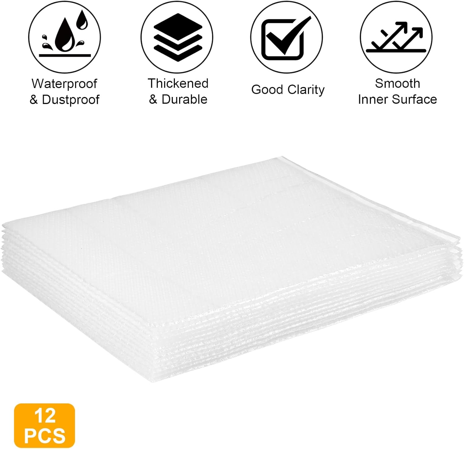 12Pack Self-Seal Big Bubble Out Bag Pouches 20 x 24 Inch Double Walled Large Self-Sealing Protective Wrap Cushioning Bags for Shipping, Packing, Moving