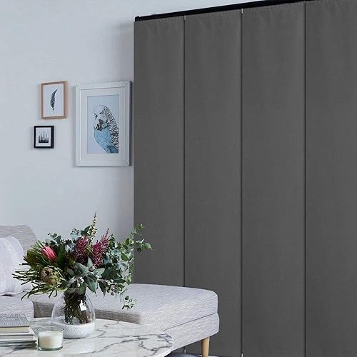 LETAU - Persianas corredizas 100% opacas con riel, hechas verticalmente para ventanas grandes, puertas corredizas, espacios abiertos y divisores de