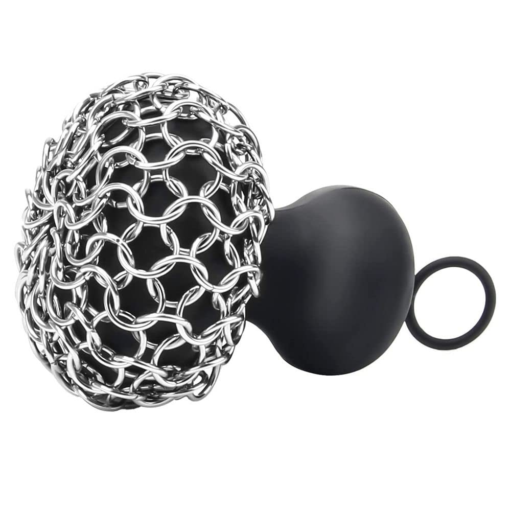 Photo 1 of Andy's Orchids Cast Iron Chainmail Scrubber + Pan Scraper - Scrubber Brush For Cast Iron Scrubber Brush For Cast Iron Pans, Grill Oven