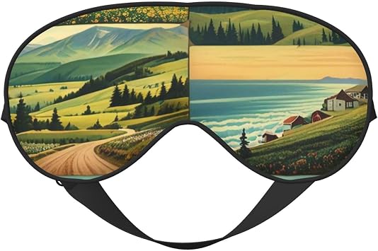 Vintage Vistas Print Sleep Eye Mask - Adjustable Design,Suitable for Sleeping Outdoor Camping Travel