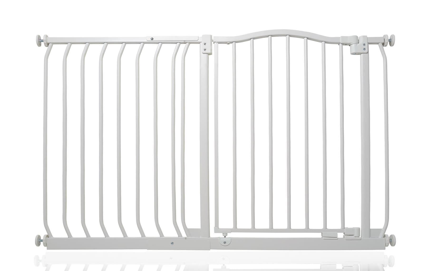 Safetots Matt White Curved Top Safety Gate, 116Cm - 125Cm, Pressure Fit Stair Gate, Baby Gate For Doors Hallways And Spaces, Safety Barrier, Easy Installation