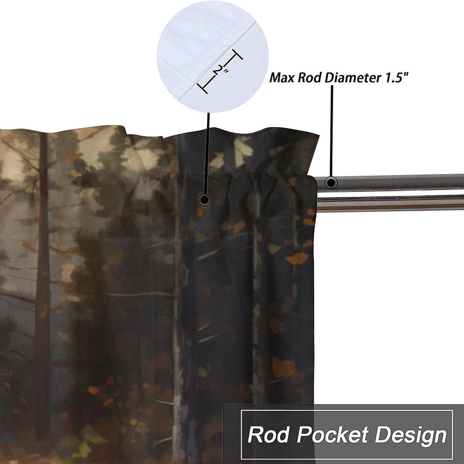 Rustic Cabin Bear Rod Pocket Valances for Kitchen Woodland Hunting Country Wildlife Animals Window Treatment for Living Room Bedroom Bathroom 54 by 18 in, 2 Panel