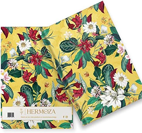 Hermoza Designer Floral Hardcover Executive Notebook, Size B5, 120gsm, Journal, Silk Satin Ribbon for Bookmarks, Lined/Ruled No Bleed Paper, Office Supplies, 7.4x9.8 inch (Soft Yellow color)
