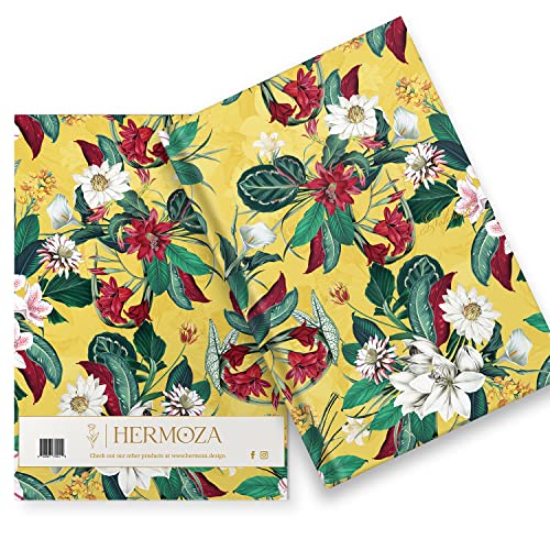 Hermoza Designer Floral Hardcover Executive Notebook, Size B5, 120Gsm, Journal, Silk Satin Ribbon For Bookmarks, Lined/Ruled No Bleed Paper, Office Supplies, 7.4X9.8 Inch (Soft Yellow Color) #TOP1