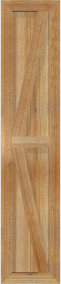 Ekena Millwork RBF06Z11X051RWR TimberCraft Two 5 3/8" Boards Framed Board-n-Batten w/Z-Bar, Rustic Wood Shutters (Per Pair), 10 3/4"W x 51"H, Rough Sawn Western Red Cedar