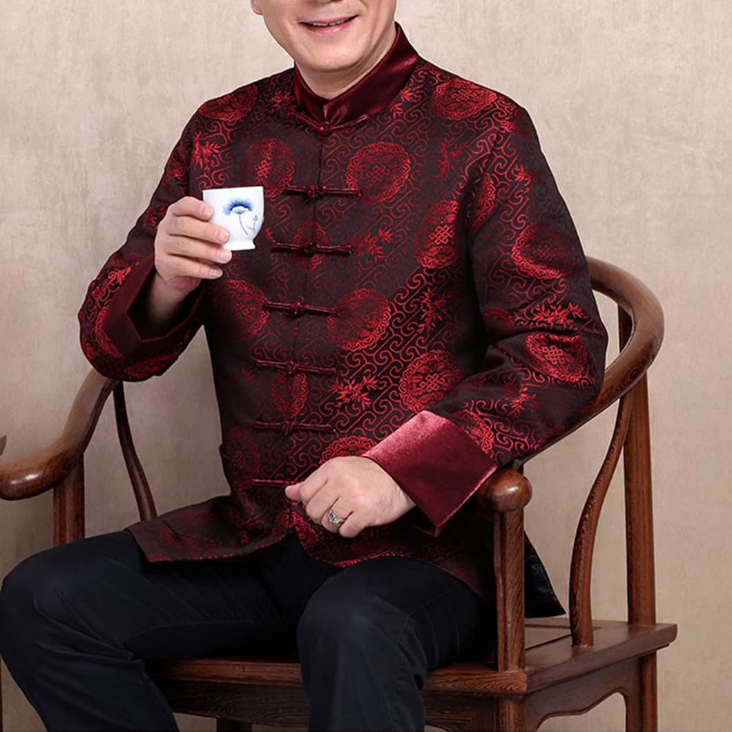 Tang Suit Chinesische Kung Fu Jacke Kleidung für Herren Traditionelle chinesische Kleidung Hanfu Mantel Tai Chi Uniform Kampfsport Uniformen Langarm Mantel Tops Shirt