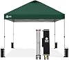 CROWN SHADES 3m x 3m Pop Up Gazebo with 4 Sides, Waterproof Pop Up Tent, Center Lock One Push Instant Garden Shelter, Heavy Duty Gazebo with Carry Bag (Green, 3 x 3 m without Sidewall)