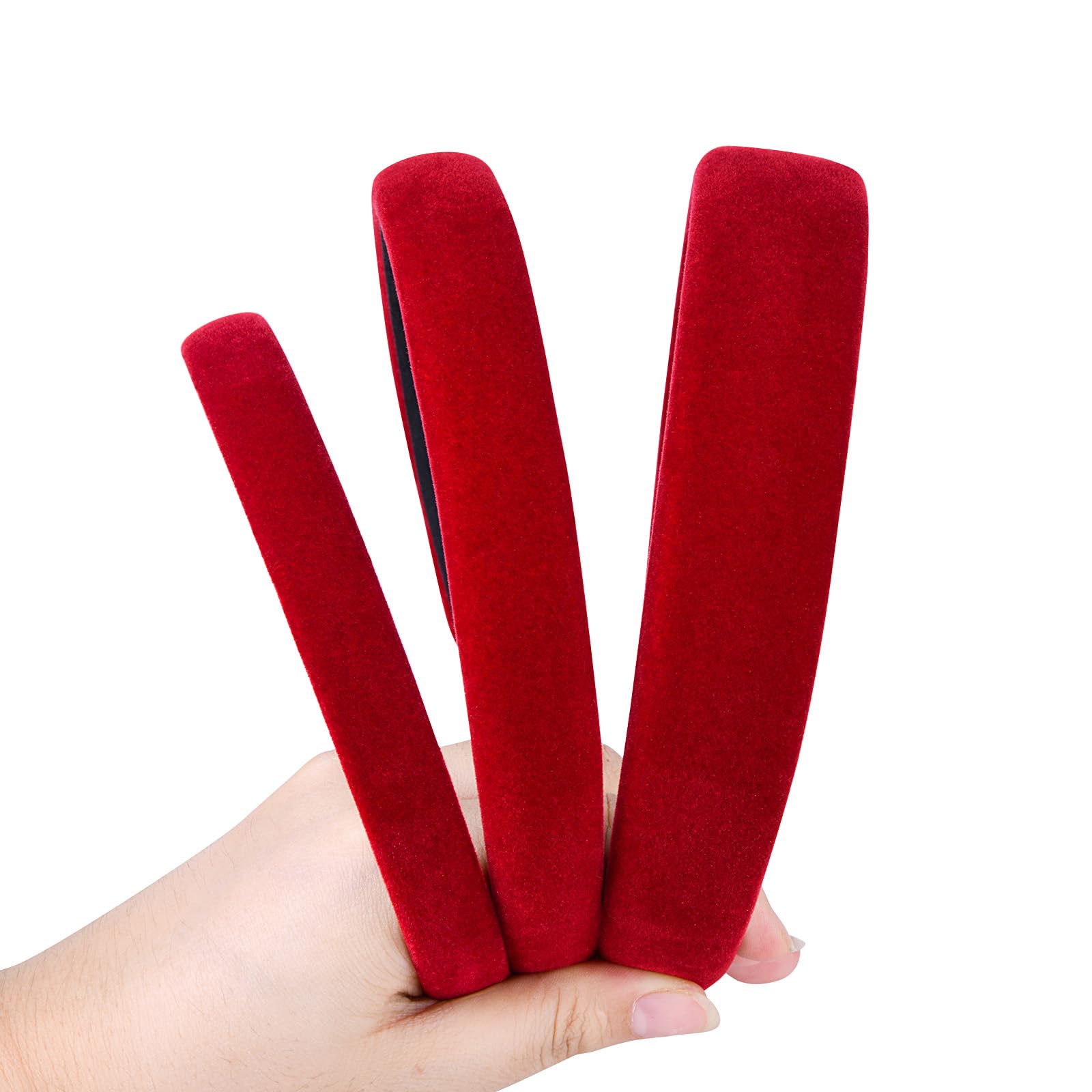 Etercycle Red Christmas Headband, 3 Different Width Thick Headbands for Women, Velvet Sponge Hairband Soft Vintage Hair Bands Padded Head Bands Hair Accessories Gifts