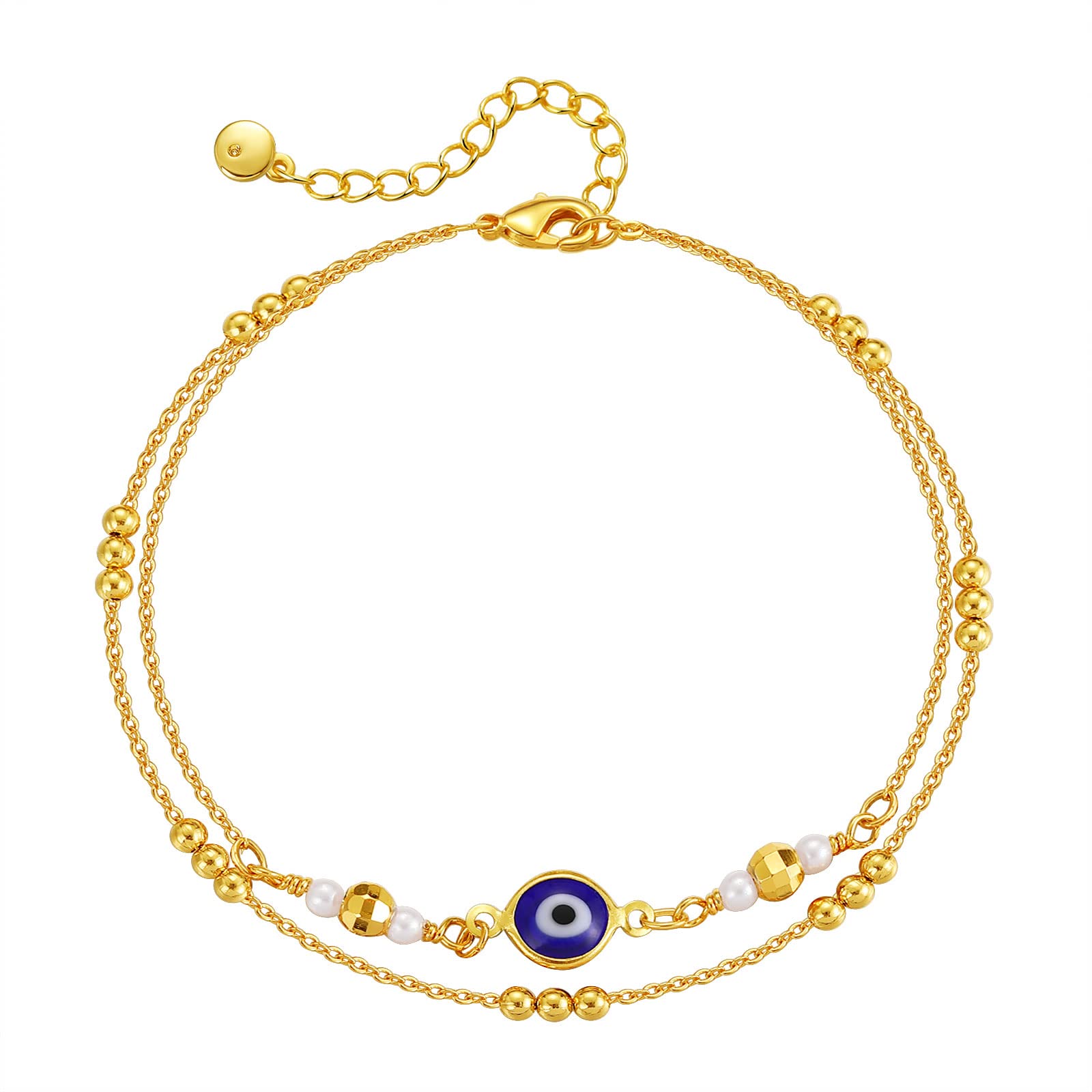 Yumikoo 18k Gold Plated Anklet, Women Adjustable Gold Tone Ankle Bracelet