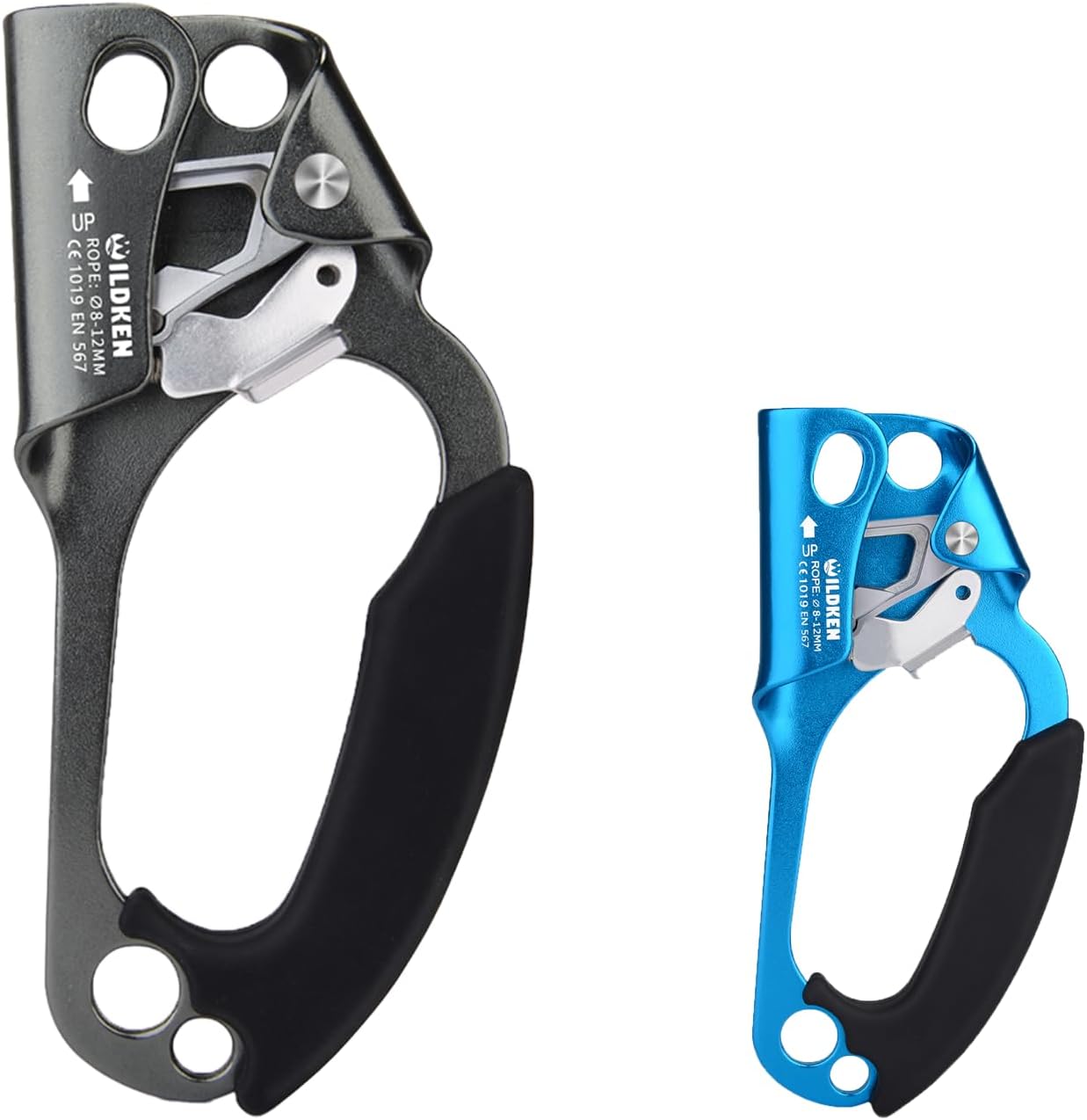 WILDKEN 2Pcs Climbing Hand Ascender Outdoor Mountaineering Tree Arborist Climbing Rappelling Equip Hand Ascender for 8-16MM,8-12MM Rope Left Right Hand Ascender