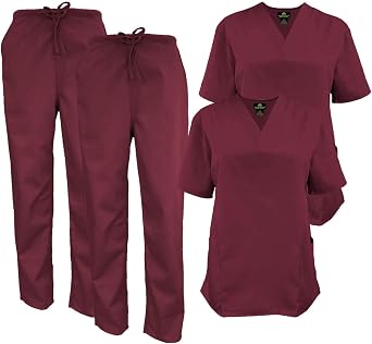 Mens Scrub Set Medical Scrub Tops and Pants - Pack of 2 Set