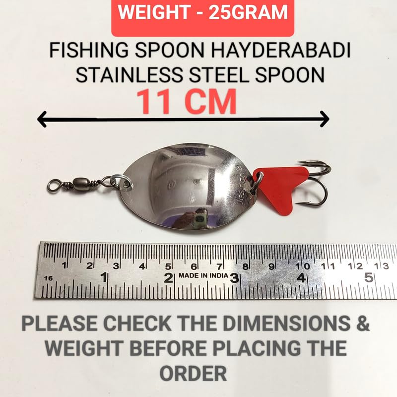 25GRAM Silver Fishing Spoon HAIDERABADI 5PCS lukana Fishing Spoon 3