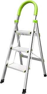 StepIt 3 Step Ladder - Portable Folding Aluminium Three Step Ladder with Deep Steps | 3 Year Warranty | Anti-Slip Soft Grip Step Ladders with Rubber Hand Grip | 150kg Capacity - Small Step Ladder