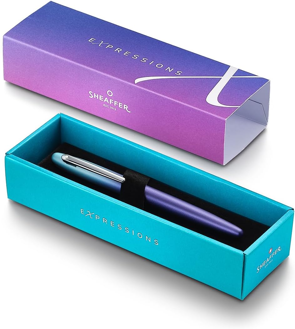 Sheaffer Expressions VFM 9430 Pen, Blue and Purple Pearlised Gradient, Metal with Chrome-Plated Trims, Medium Point, Refillable (Rollerball pen)
