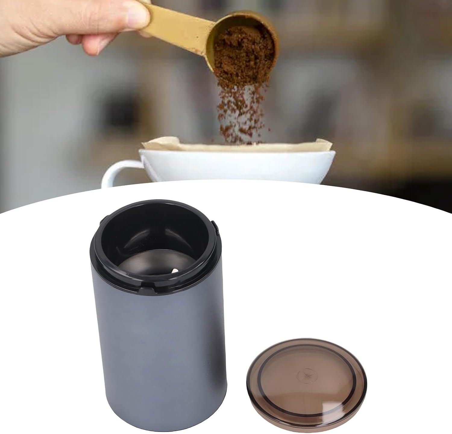 Electric Coffee Grinder, Portable 150W with Stainless Steel Blades, 50g Capacity - Easy Operation, Safety Lock Design, Ideal for Home and Travel Use