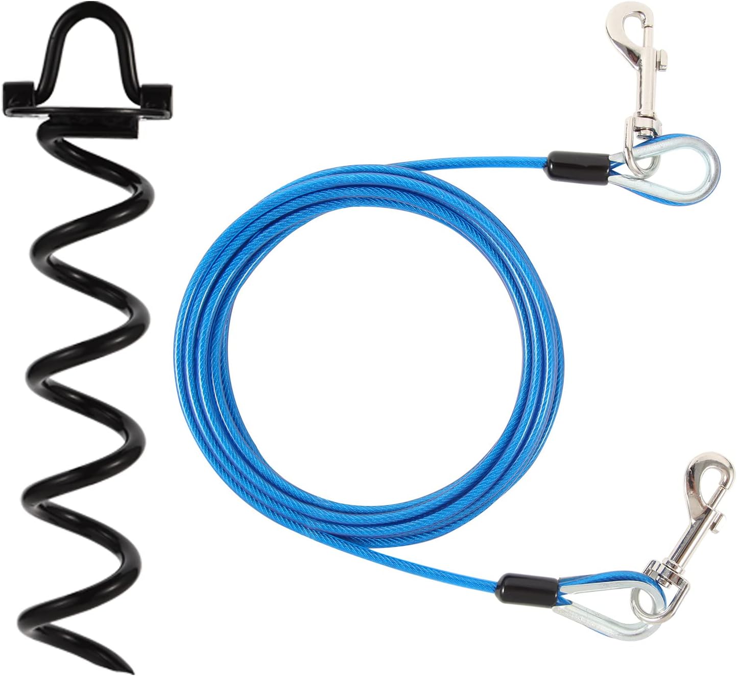 15ft Dog Tie Out Cable and Stake,Reflective/Anti-Rust Dog Leash for Small, Medium,Large Dogs,Suitable for Training in The Yard,Hiking,…