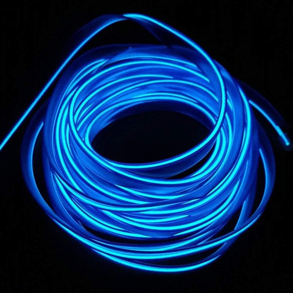Reyzauyr USB Car Lights Neon EL Wire Cold Lights High Brightness Electroluminescence Wire Glow String Strip for Xmas Party Pub Festival Decoration(5m/16ft, Blue)