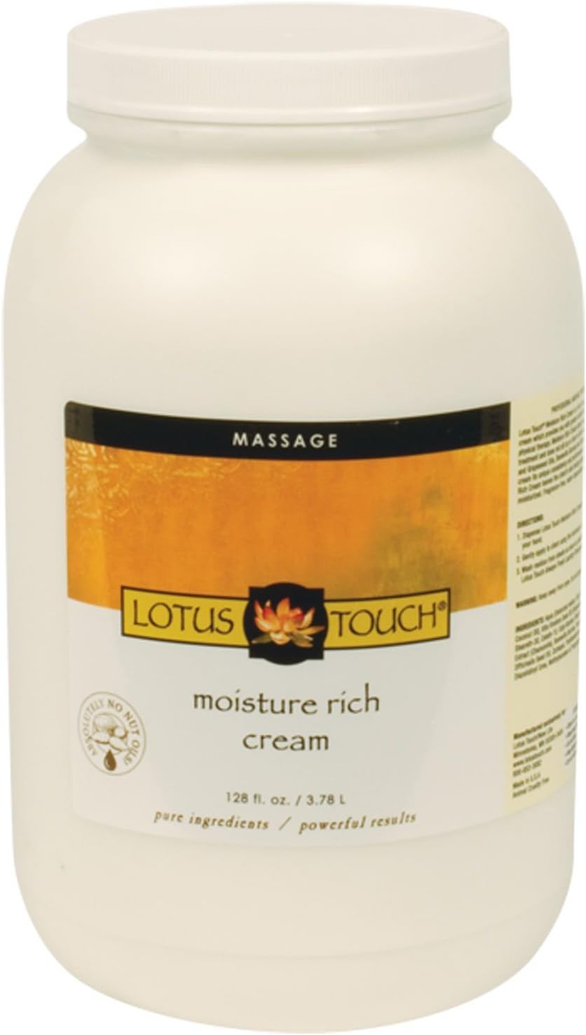 Moisture Rich Massage Cream by Lotus Touch - 100% Pure Grapeseed & Borage Oils - Unscented, Ultra-Hydrating for Skin - Maximum Glide with Minimum Friction - Can be Used on Face & Hands - 16 Ounces