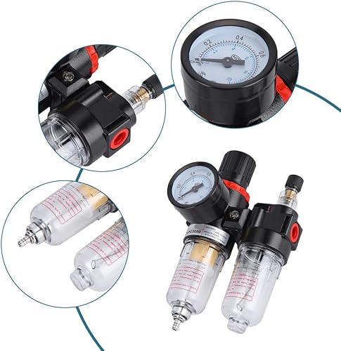 Miniatura 6 de Regulador de presión de filtro de aire, compresores neumáticos, separador de trampa de aceite de agua, kit de colador de gas doble, herramienta de
