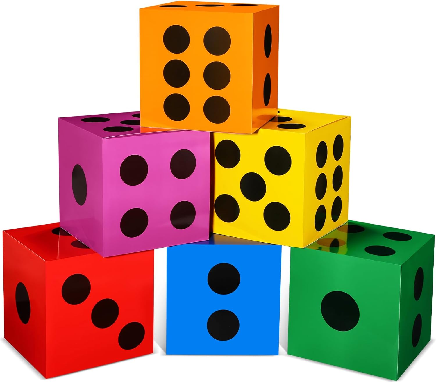 Zhanmai 6 Pcs Game Night Decor Large Dice Boxes 11.8 Inch Casino Theme Party Decoration New Year Game Big Dice Jumbo Table Giant Vegas Paper Color Box for Birthday Centerpiece Supplies(Colorful)