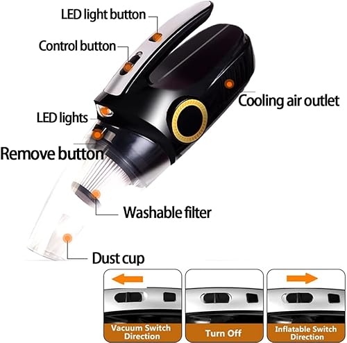 Miniatura 3 de Aspiradora de mano de alta potencia de 8000 Pa, mini aspiradora portátil para automóvil, pelo de mascotas, pequeña aspiradora húmeda y seca para