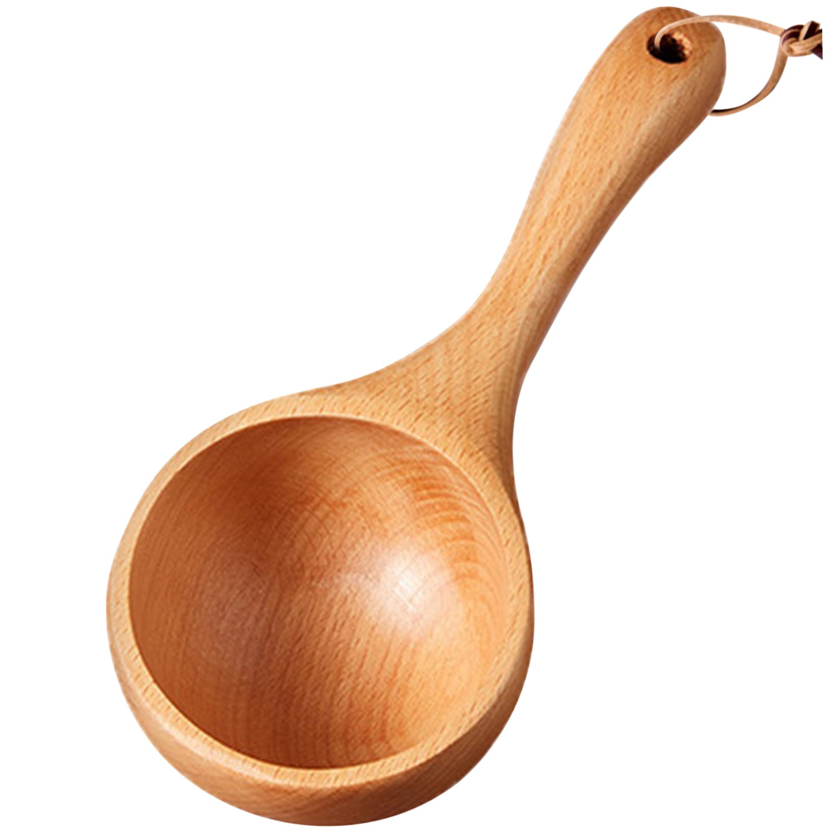Wedhapy Wooden Scoop Wooden Ladle 8.5'' Scoops for Jars Soup Ladle Round Bath Salt Scoop with Ergonomical Handle Spoon for Serving Flour, Beans