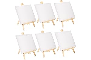 Tosnail 6 Packs 8" x 10" Canvases Stand Painting Set