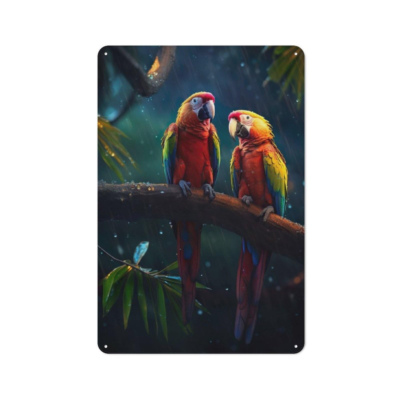 Epic Rainy Parrots Retro Metal Wall Decor 30x20cm, Metal Sign for Pub, Home Bar, Shed Or Man Cave, for Relaxed Wall Styling