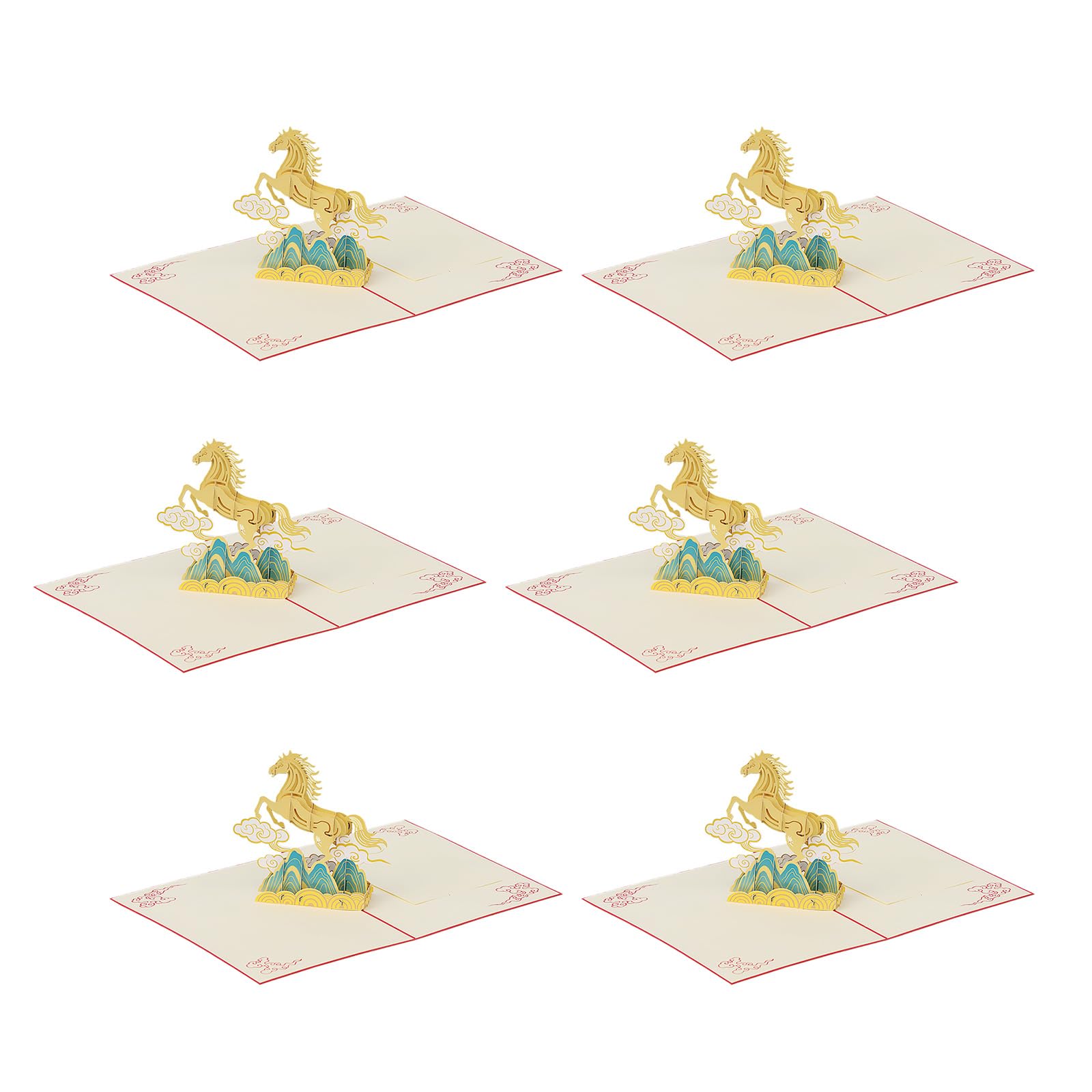 Carte de vœux contemporaine en papier cartonné avec cheval, occasion mémorable, cadeau de festival de printemps, carte de vœux pour l'année du cheval