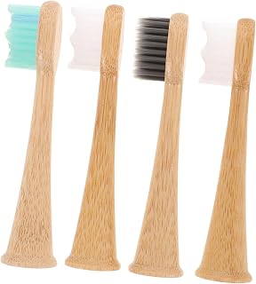 VALICLUD 4pcs Bamboo Toothbrush Heads Replacement Soft Bristle Compatible Hum Gentle Cleaning for Daily Use