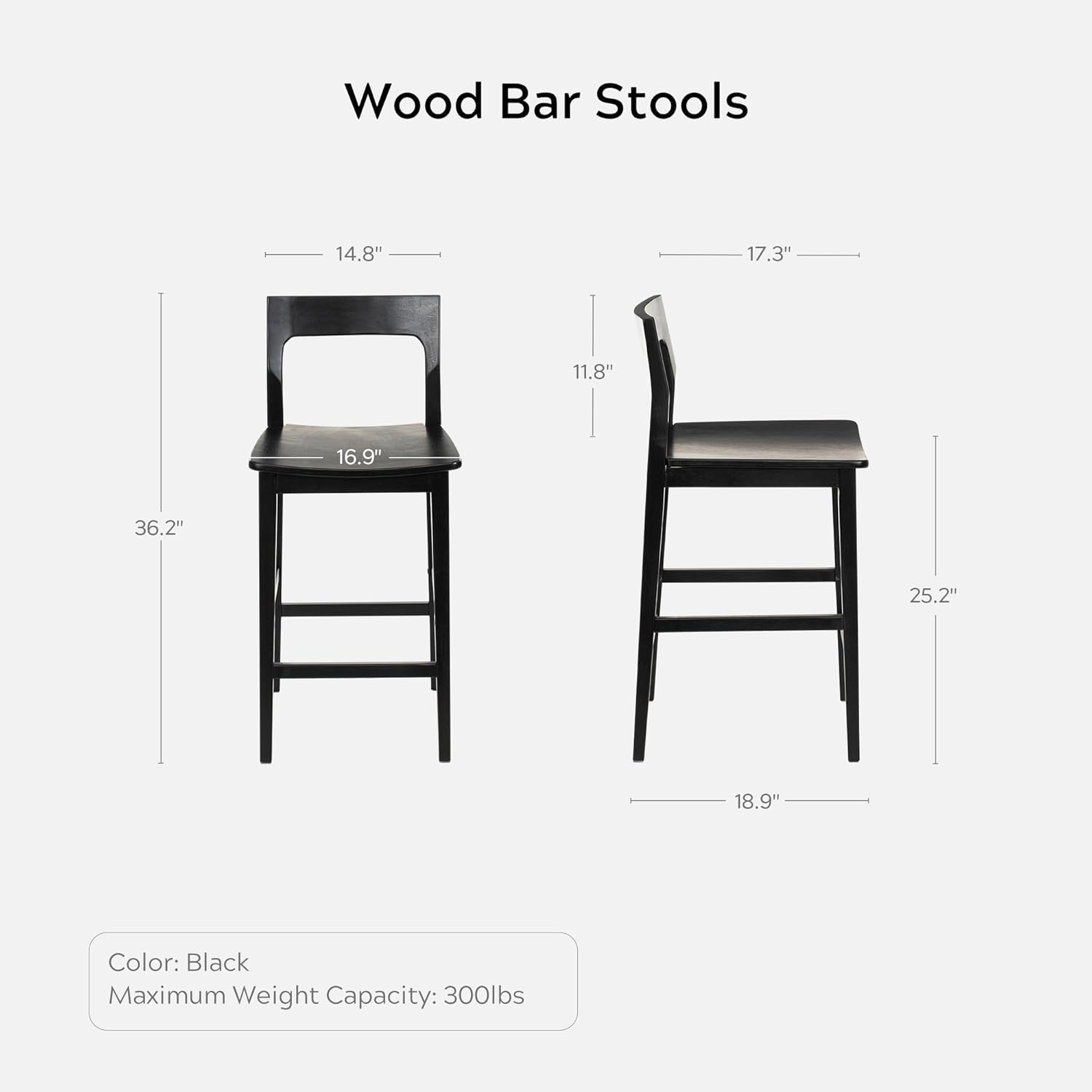 Technical drawing of EYYTHUNG Bar Stool with detailed dimensions.