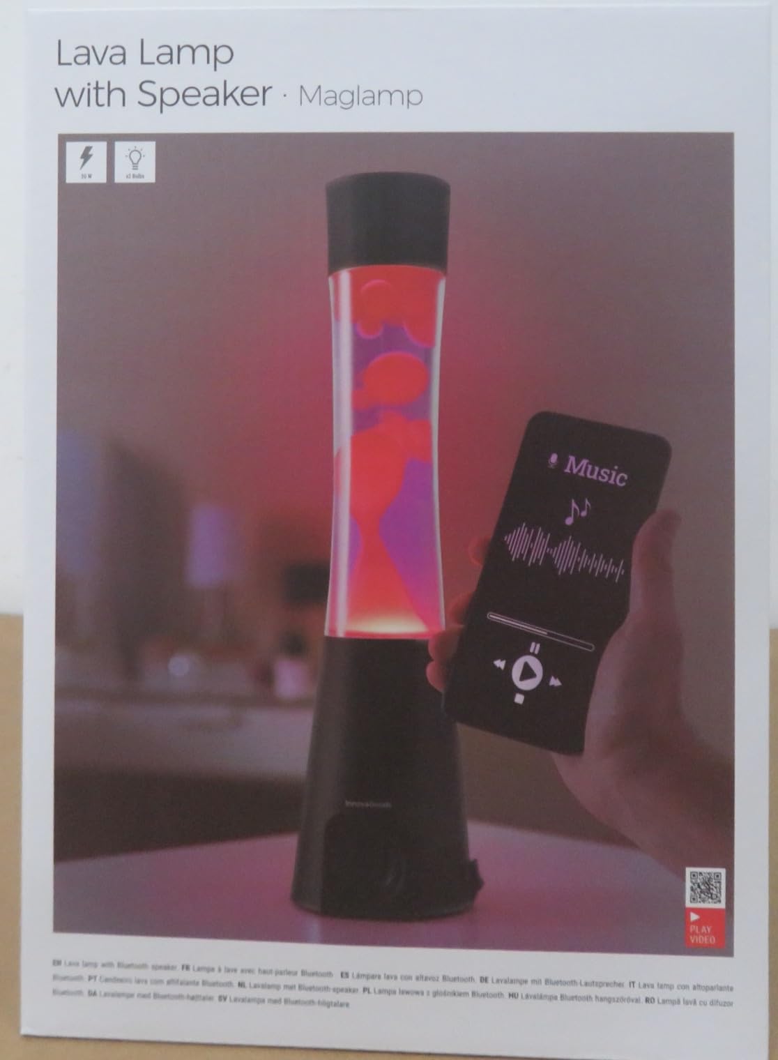 Lampada Lava con Altoparlante Magma con Altoparlante Bluetooth e Microfono - Multifunzionale - Musica - Connessione smartphone - Ricevuta chiamate - Altoparlante di alta qualità 3 W - Rosso