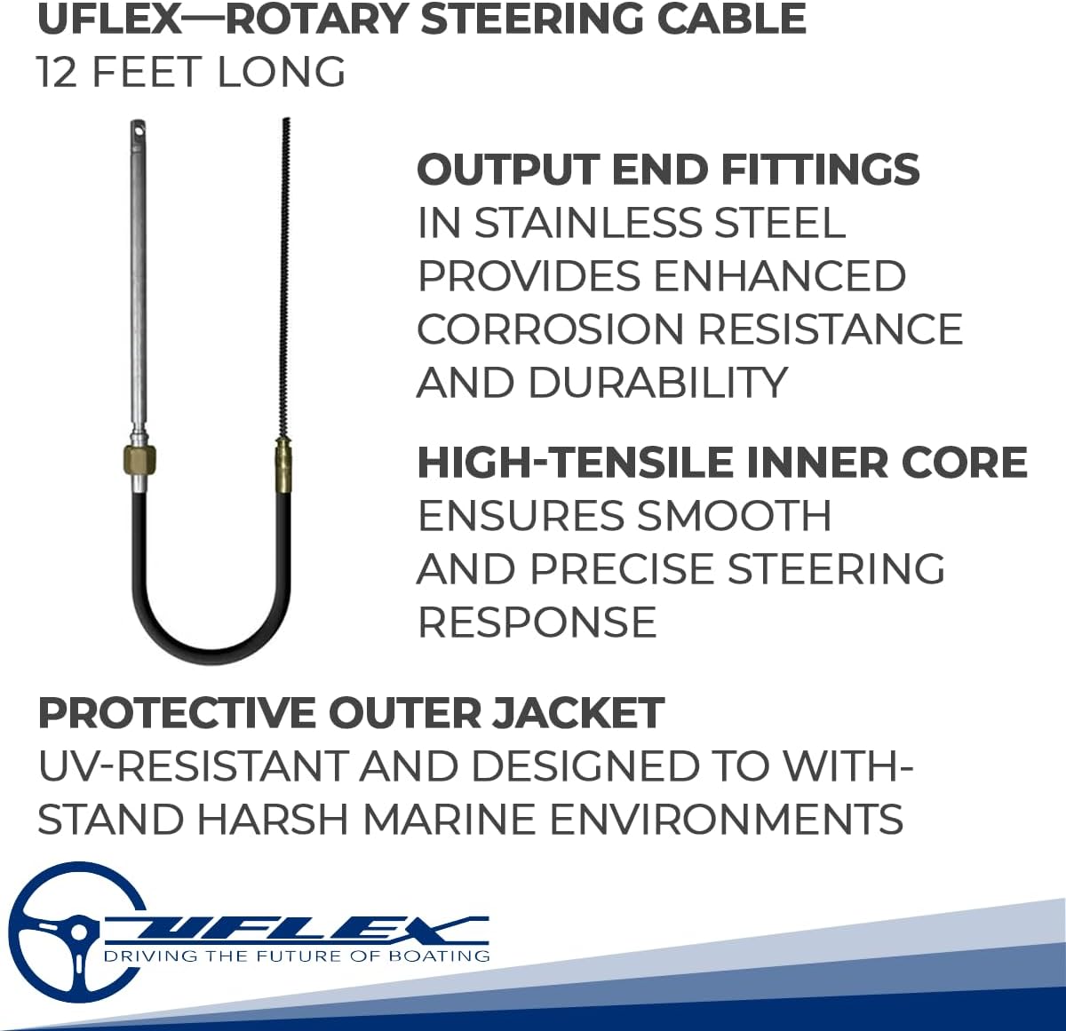 UFlex M66 12' Fast Connect Rotary Steering Cable Universal