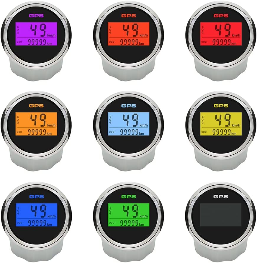 ELING 2" Digital GPS Speedometer Odometer 0-999 km/h MPH Knot Automotive Replacement Speedo Gauge 12V 24V for Auto Car Motorcycle (Black+Stainless Steel)