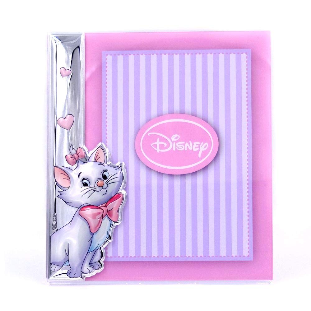 Disney Baby - Die Aristocats - Bilderrahmen aus Silber für Tisch oder Nachttisch mit 3D-Details Katze Minou für das Kinderzimmer des Mädchens, perfekt als Geschenkidee für Taufe oder Geburtstag