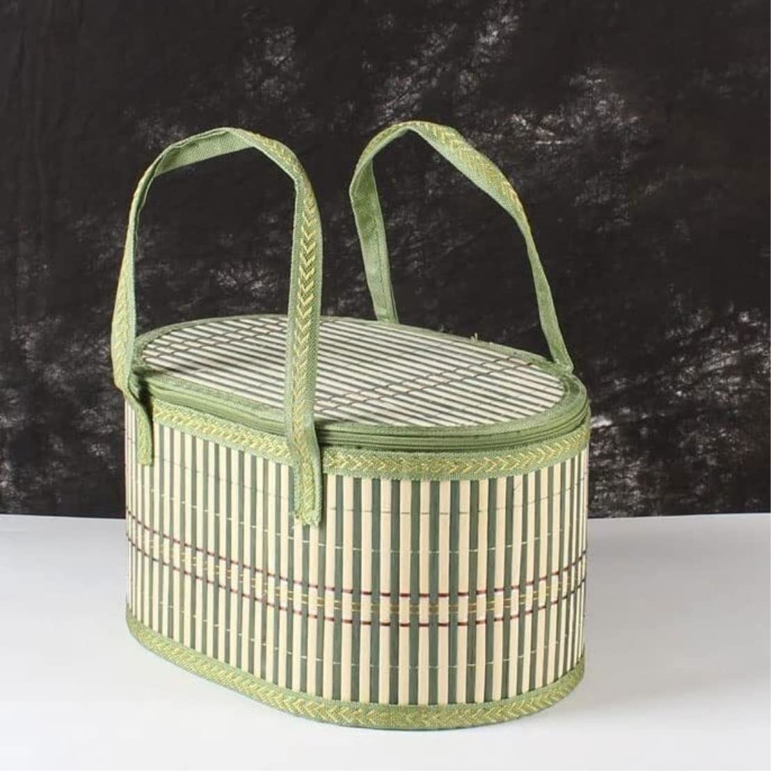 Panier De Transport pour Pique-Nique Vide Panier De Rangement Pique-Nique en Rotin Chinois Rétro Fait À La Main Vintage Tissé Classique