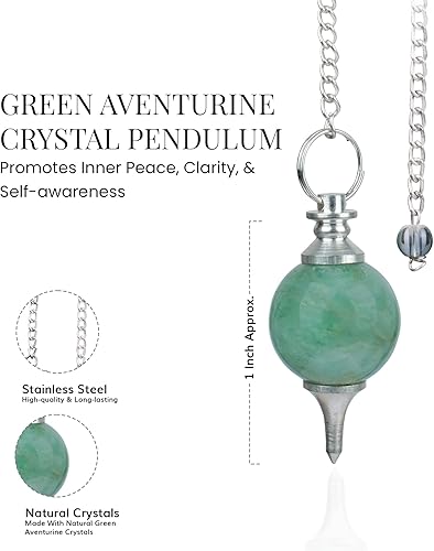 Miniatura 2 de Aventurina verde - Péndulo de radiestesia - Péndulos de cristal - Péndulo celta - Cristal rascador - Herramientas de adivinación - Cristales