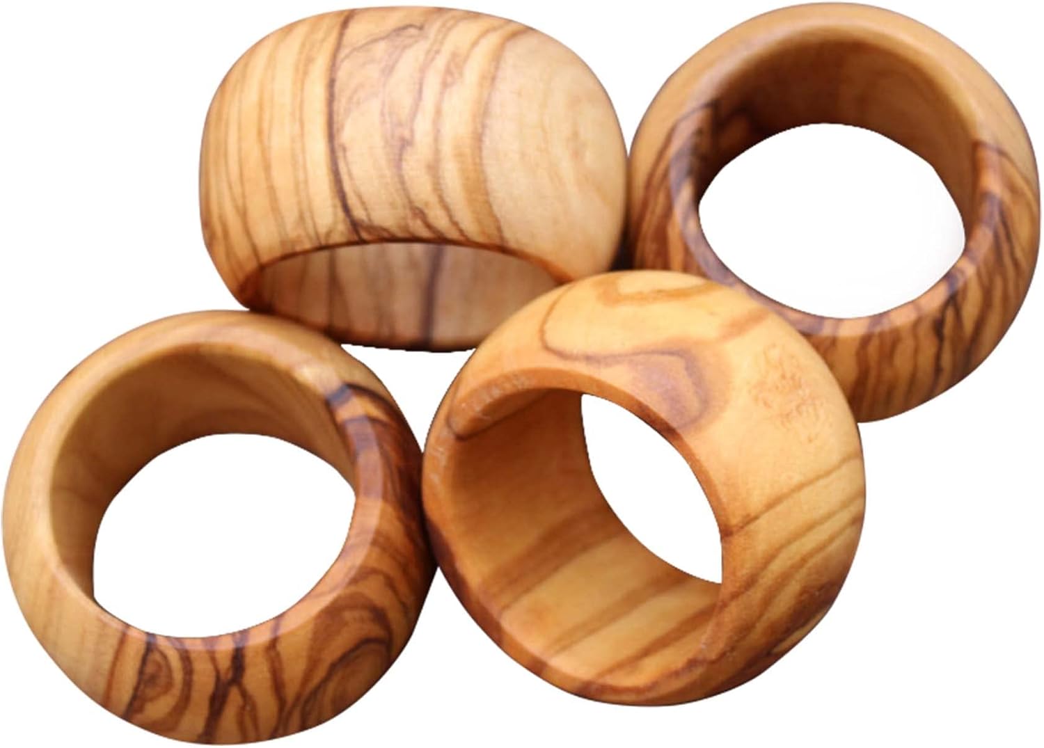 From The Earth Olive Wood Napkin Rings Set of 4 Fair