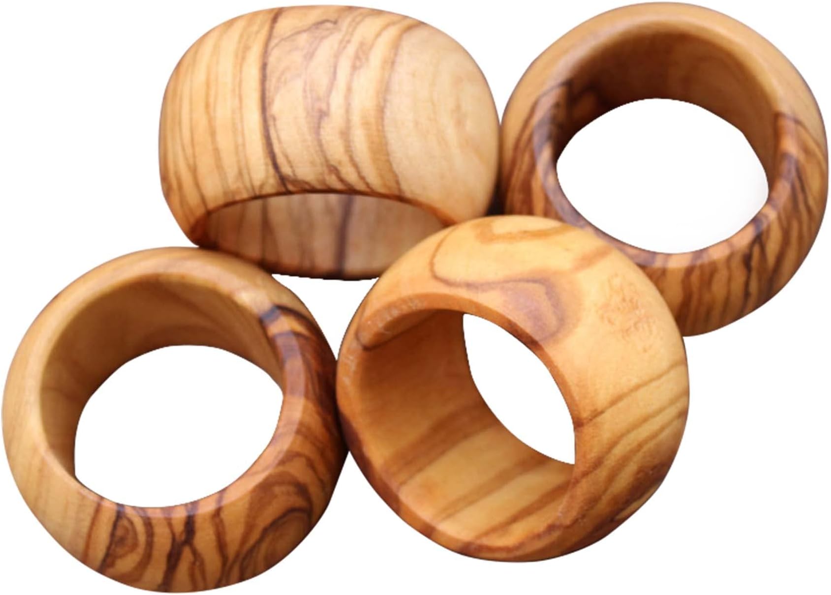 From The Earth - Olive Wood Napkin Rings - Set of 4 - Fair Trade & Handmade