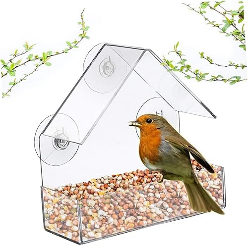 Miniatura 3 de Comedero para pájaros para ventana, bandeja transparente, decoración de jaula de pájaros, colgadores para ventana exterior, comedero de pájaros,