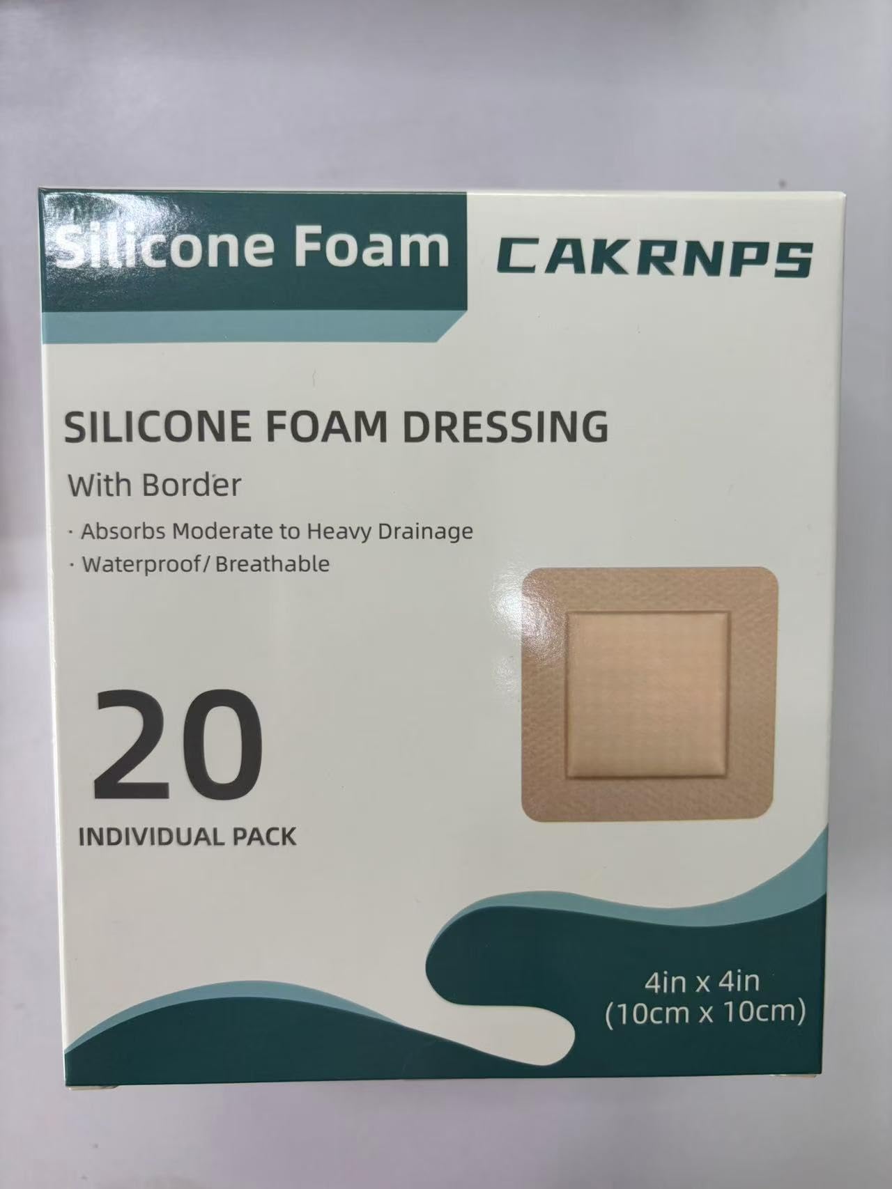 Silicone Foam Dressing with Adhesive Border, 4“ x 4” Waterproof Wound Dressing Bandage,Silicone Foam Pad, Large Waterproof Bandages, Self Adhesive Wound Care and Dressings,20 Packs, FSA HSA Eligible