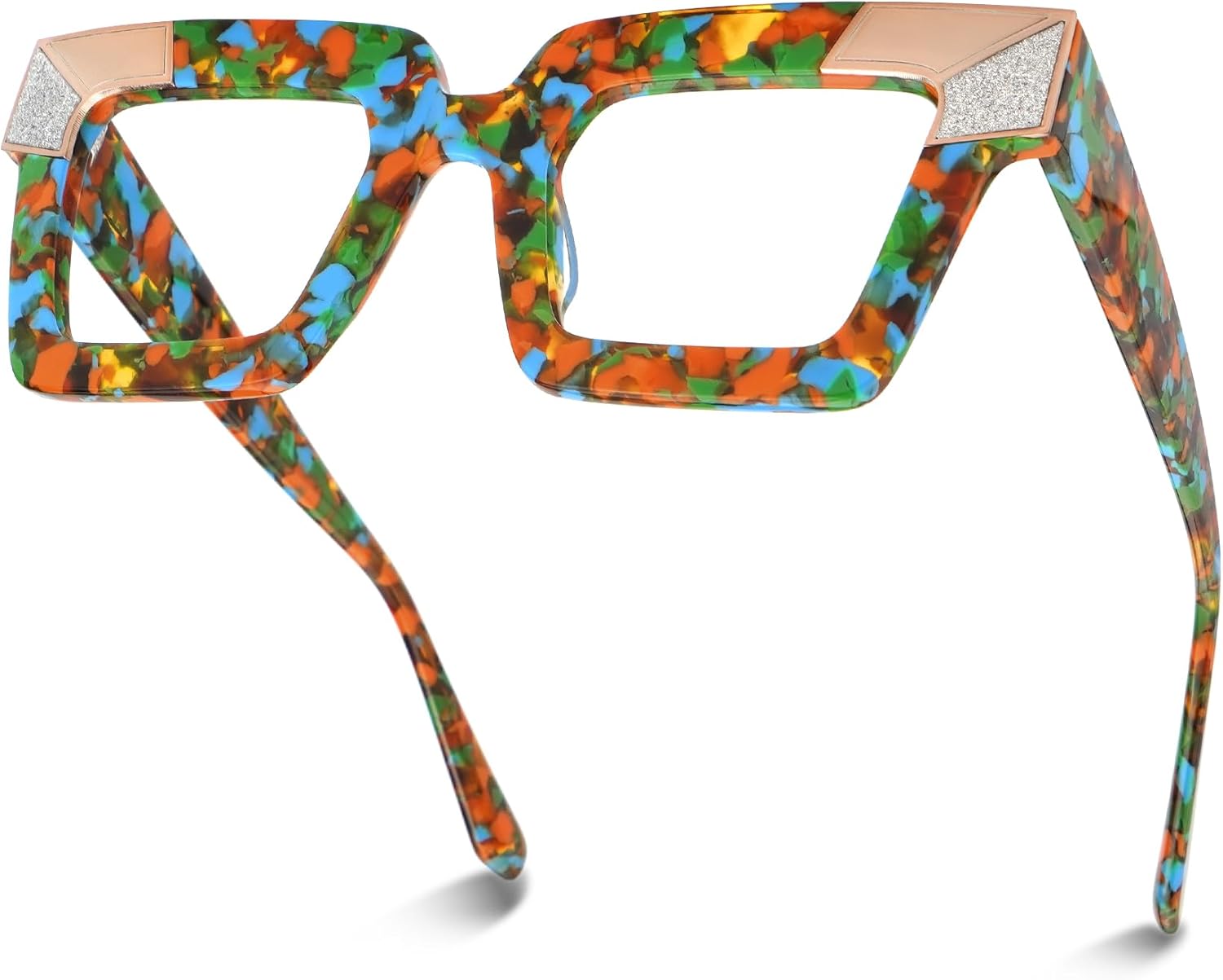 Zeelool Sqaure Glasses Frame for Women, Acetate Stylish Eyeglasses Frame with Non-prescription Clear Lenses ZJGA675299