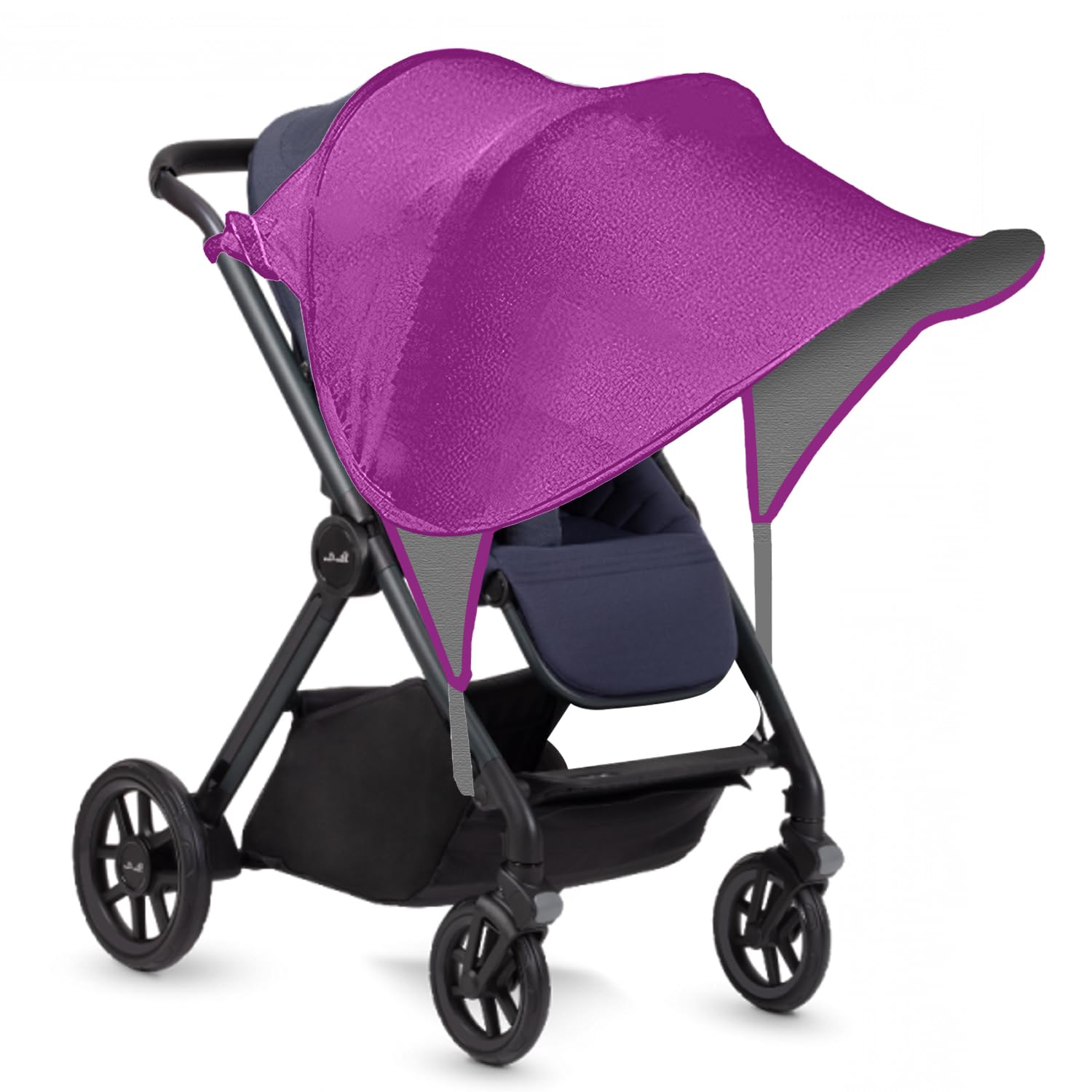 Pram Sun Shade Cover,UPF50+ Universal Baby Sunshade,Foldable Baby Stroller Sun Shade Pushchair Awning,Breathable Pram Sun Shade,Stroller Sun Shade Canopy for Pushchair,Buggy,Stroller (Black) — view 10