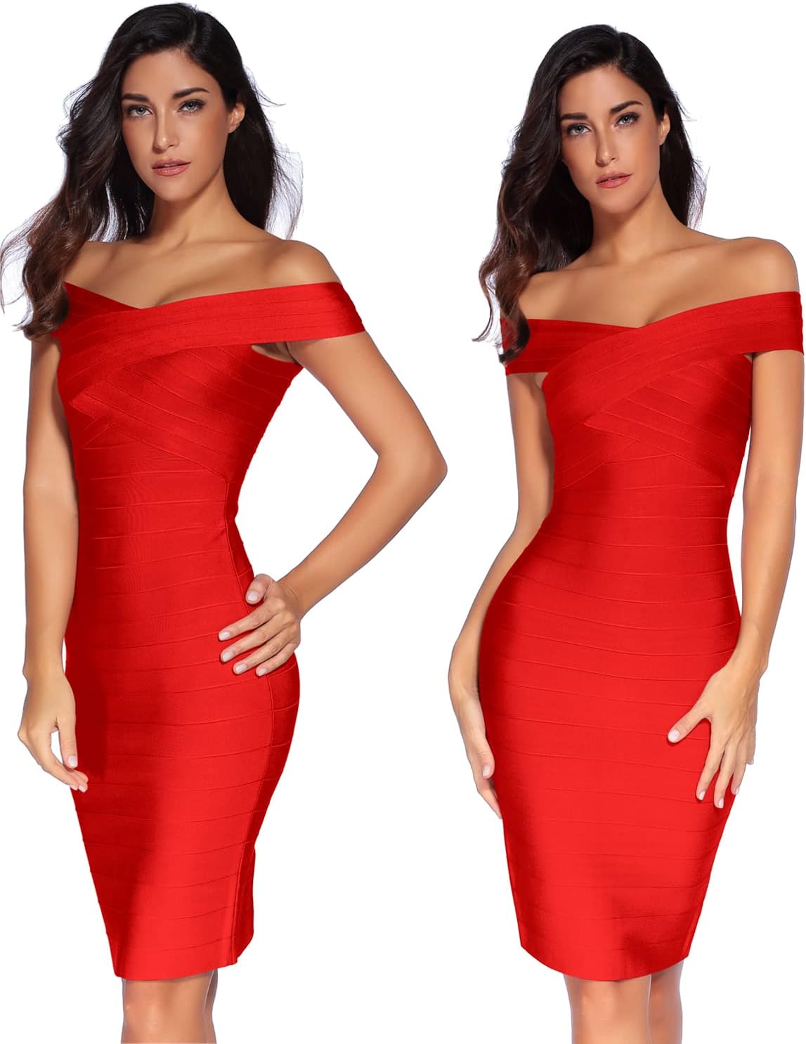 meilun Women's Rayon Off Shoulder Bandage Bodycon Party Dress - Image 5