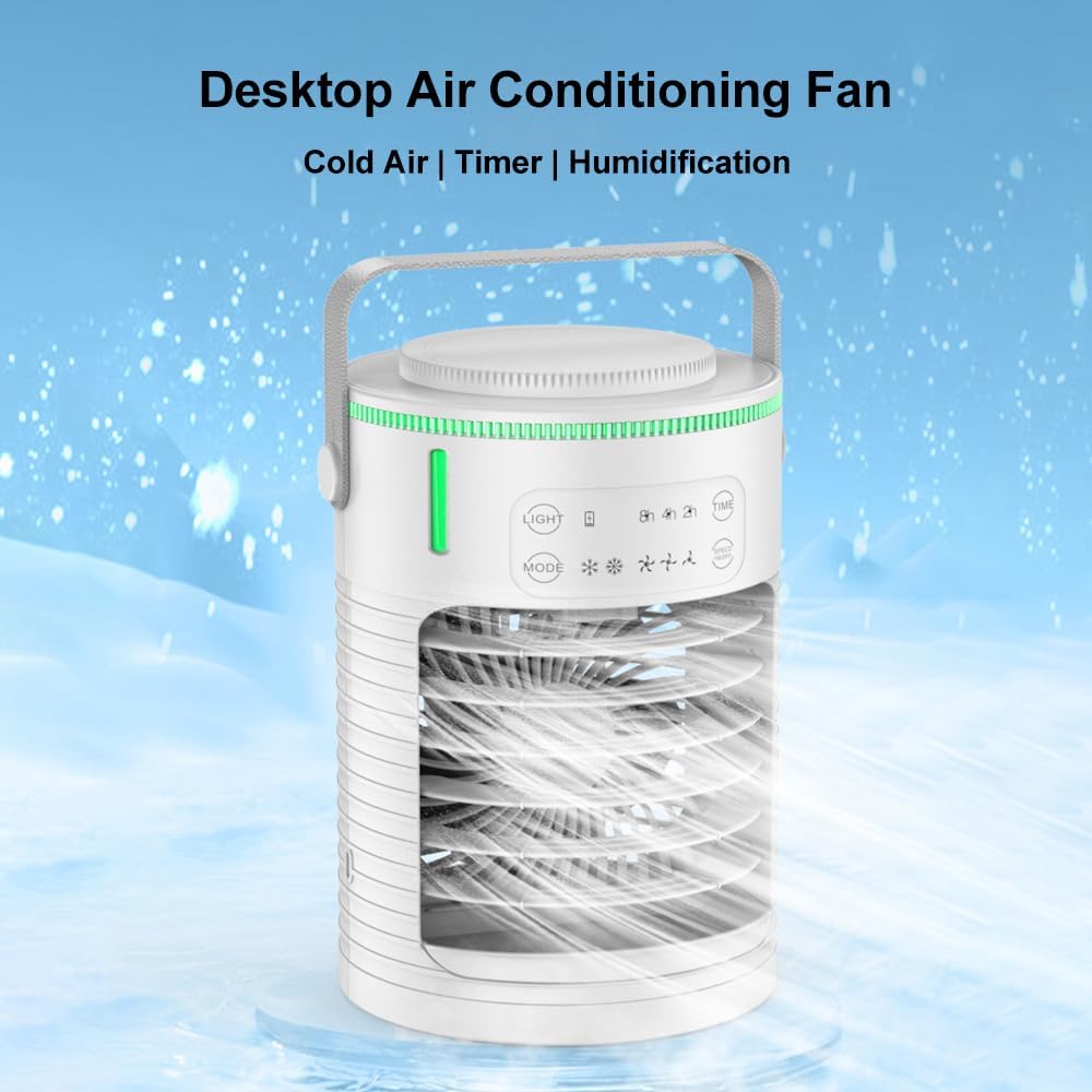 ele ELEOPTION Portable Air Conditioners with 3 Speeds Mini Ac Unit for Bedroom Air Cooler for Room Car Ac for Outdoor Camping Small Desktop Cooling Fan