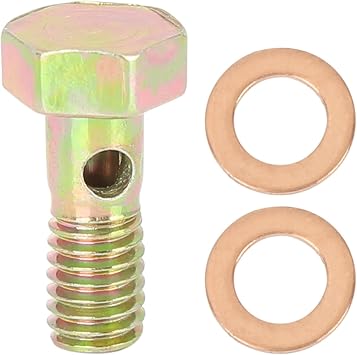 X AUTOHAUX M6x1.0mm Banjo Bolts Brake Fitting Adapter with 2pcs M6 Washers