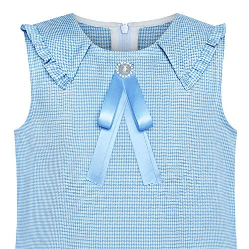 Sunny Fashion Girls Dress Pleated White Black Plaid Collar School Uniform3