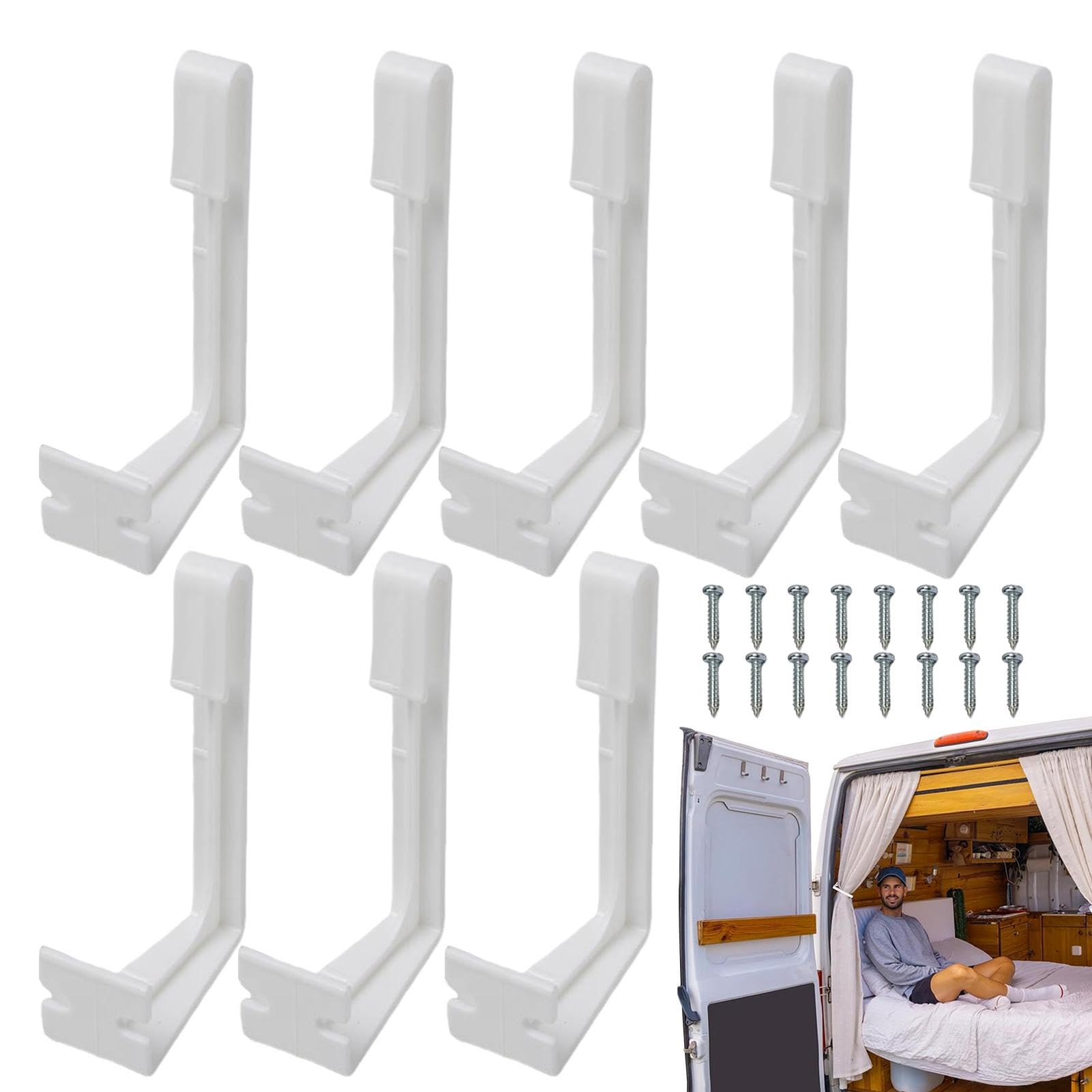 8-tlg. Wohnmobil-Vorhangclips – Halter Für Seitenvorhänge, Mit Schrauben, Weiß, Für Camping & Reisemobil