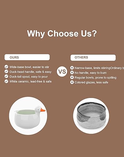 Miniatura 5 de Juego de batidor de matcha, juego de matcha con lindo cuenco de matcha inspirado en pato con boquilla y asa, batidor de bambú (Chasen), soporte